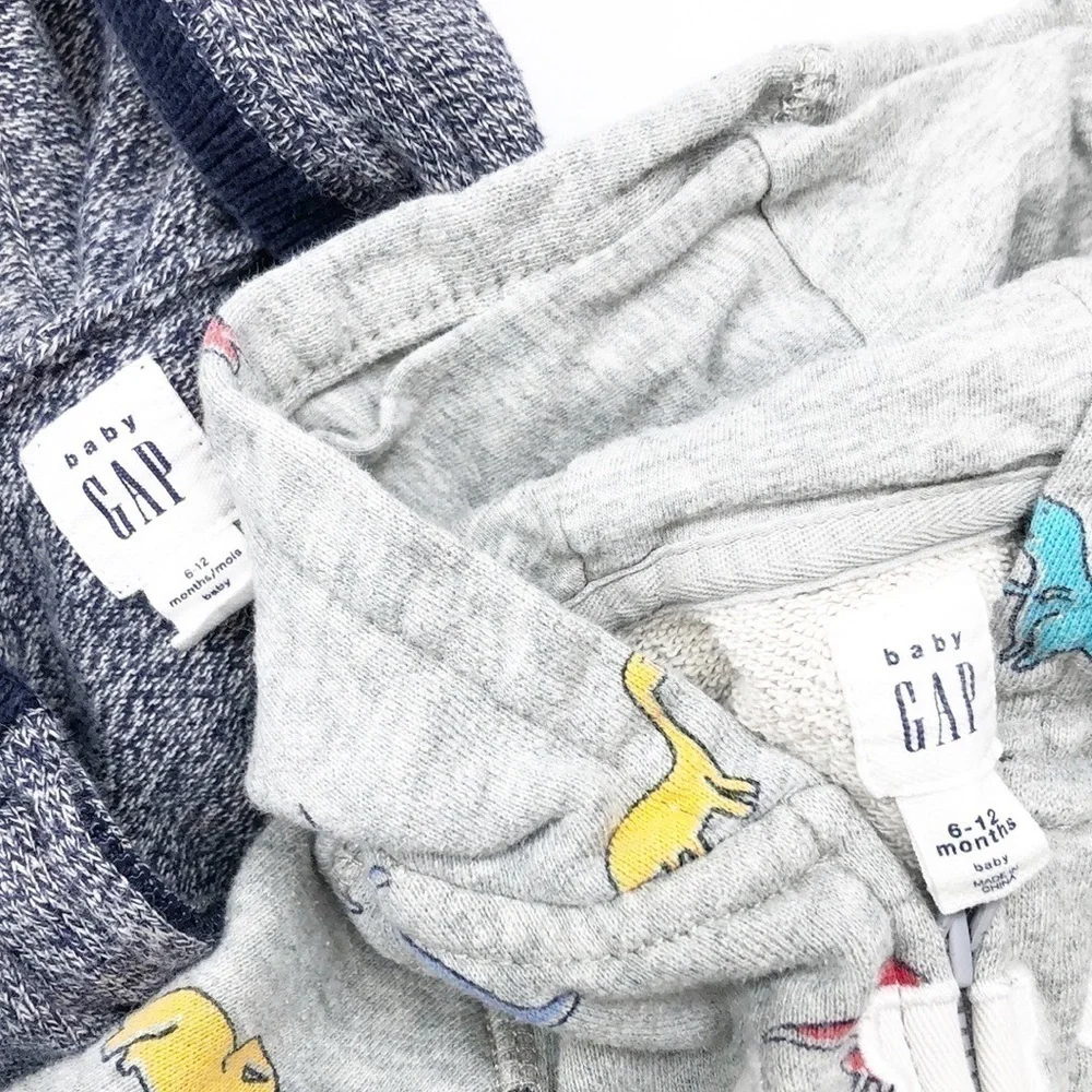 Baby GAP bear and dinosaur print zip up baby jackets with hood set